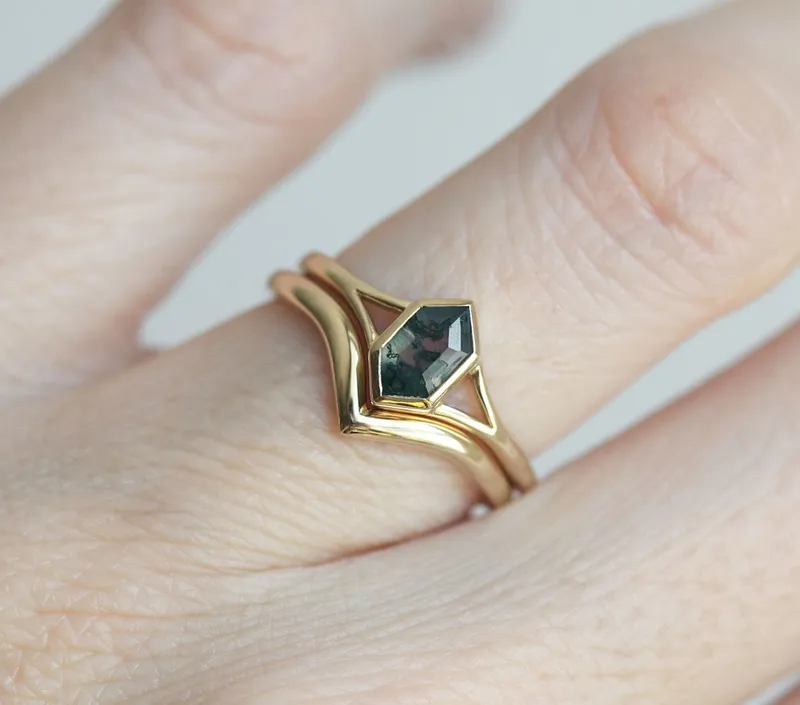 Lucia Salt & Pepper Diamond Hexagon Ring vy 5