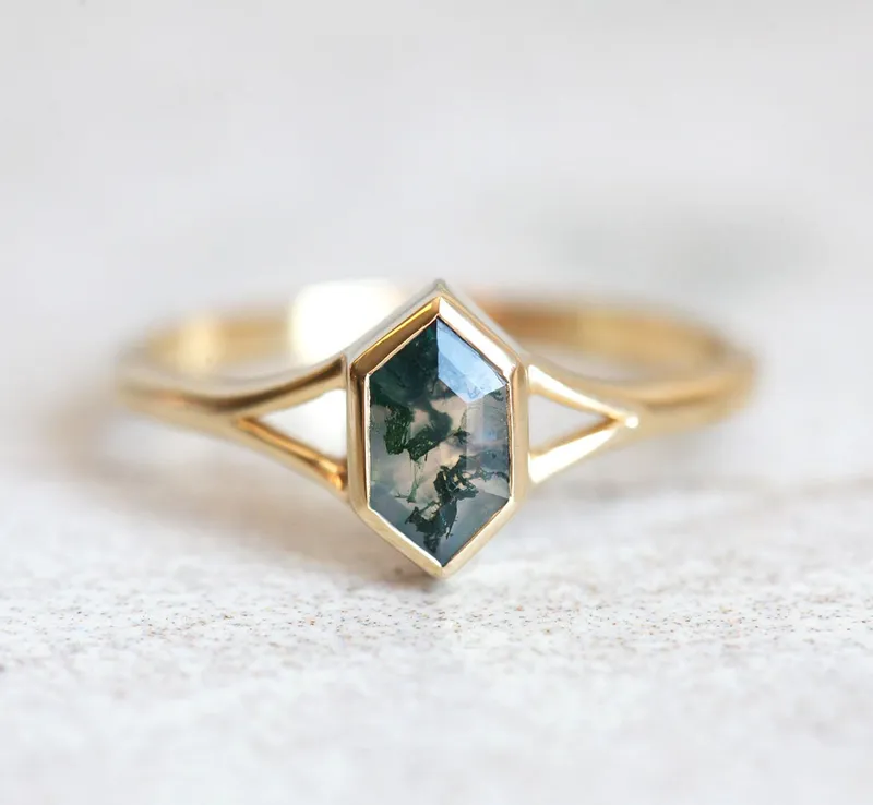 Lucia Salt & Pepper Diamond Hexagon Ring vy 8