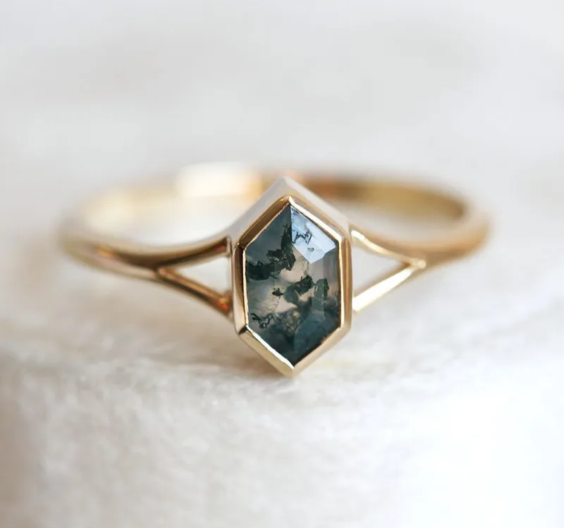 Lucia Salt & Pepper Diamond Hexagon Ring vy 9