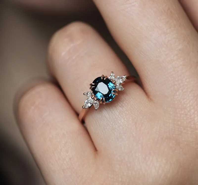 Luella Blue Sapphire Diamond Ring vy 3