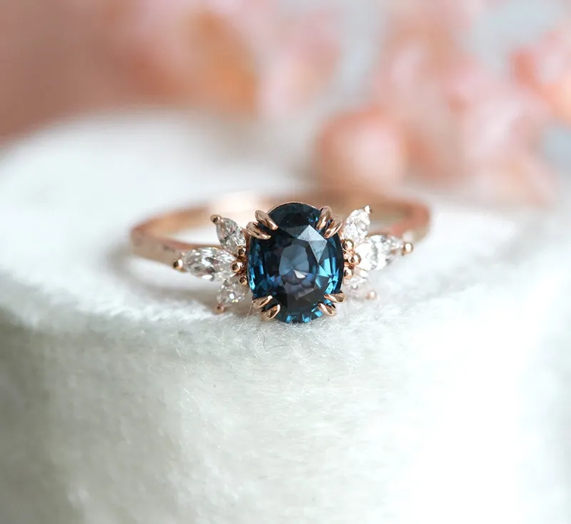 Luella Blue Sapphire Diamond Ring vy 4