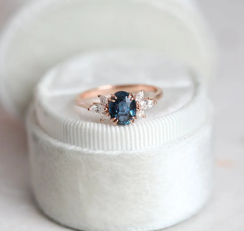 Luella Blue Sapphire Diamond Ring vy 5