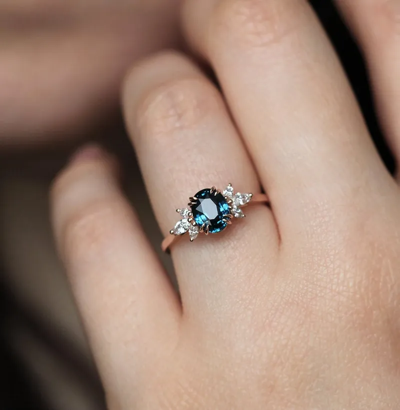 Luella Blue Sapphire Diamond Ring vy 6