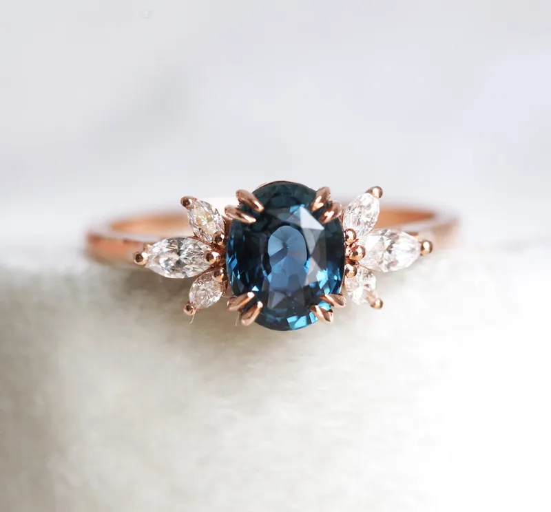 Luella Blue Sapphire Diamond Ring blue sapphire oval cut engagement ring