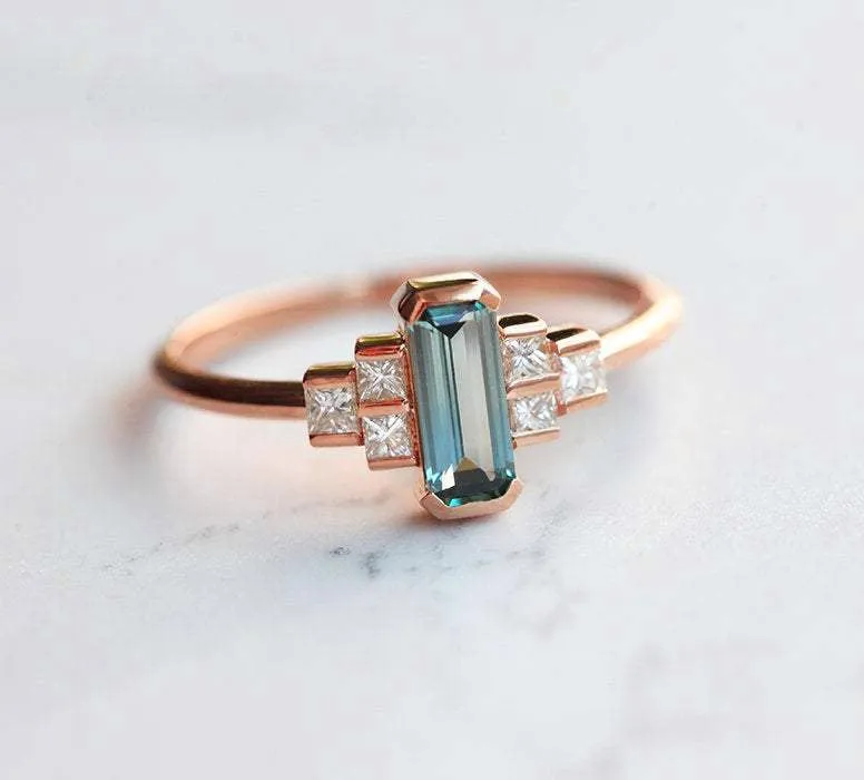 Luisa Art Deco Sapphire Diamond Ring view 11