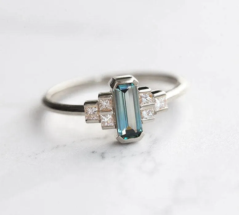 Luisa Art Deco Sapphire Diamond Ring view 12