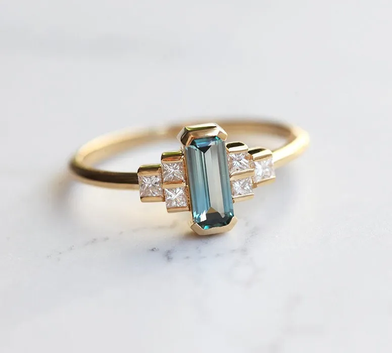 Luisa Art Deco Sapphire Diamond Ring view 3