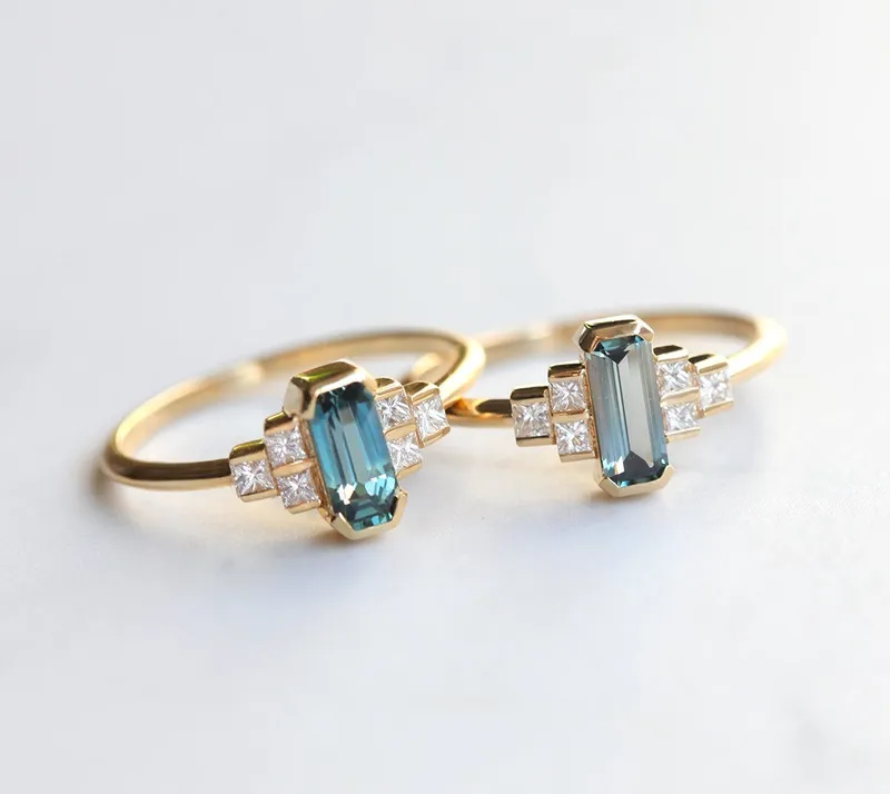 Luisa Art Deco Sapphire Diamond Ring view 4