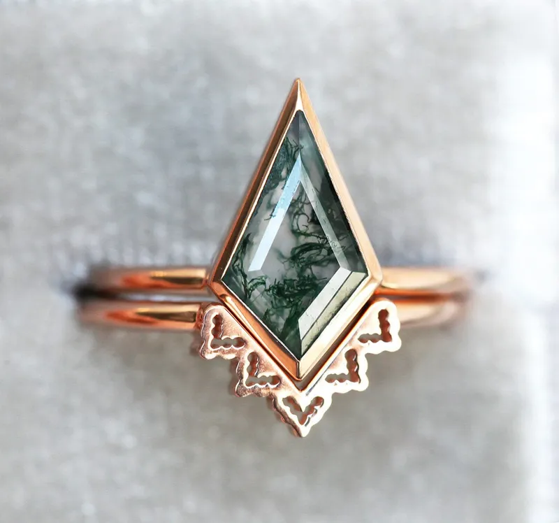 Lydia Kite Moss Agate Ring Set vy 3