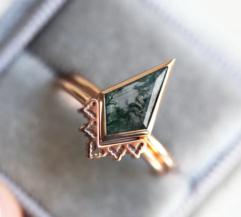 Lydia Kite Moss Agate Ring Set vy 6