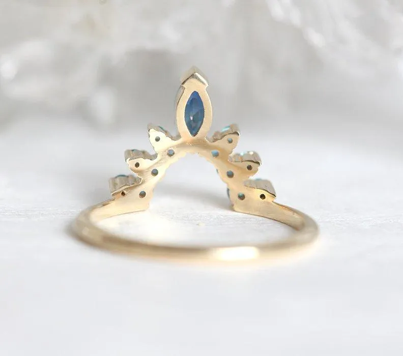 Marquise Tourmaline Crown Shape Ring With Topaz And Apatite view 3