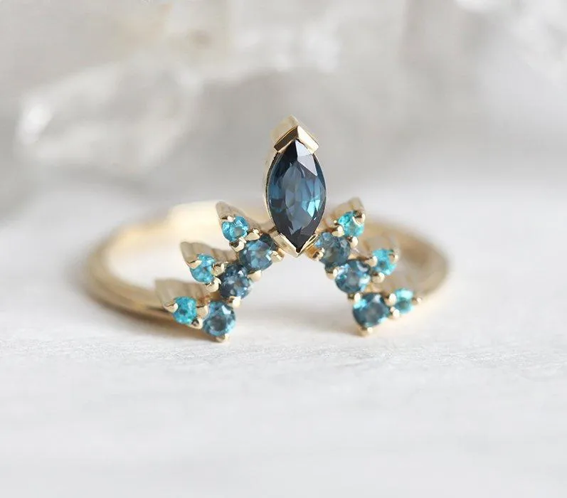 Marquise Tourmaline Crown Shape Ring With Topaz And Apatite view 6