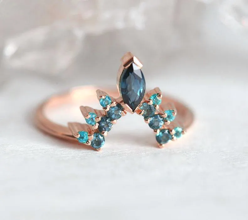 Marquise Tourmaline Crown Shape Ring With Topaz And Apatite view 8
