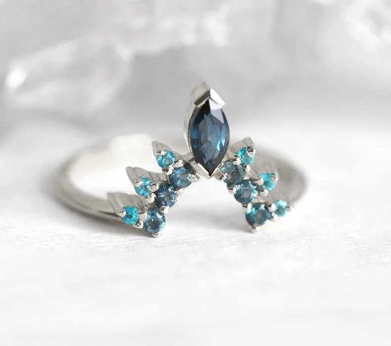 Marquise Tourmaline Crown Shape Ring With Topaz And Apatite view 9