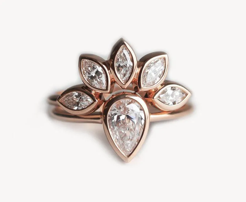 Miranda Pear Diamond Engagement Ring Set view 4