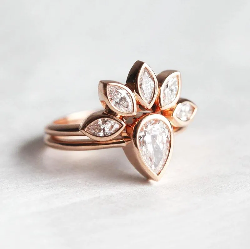 Miranda Pear Diamond Engagement Ring Set diamond pear cut engagement ring