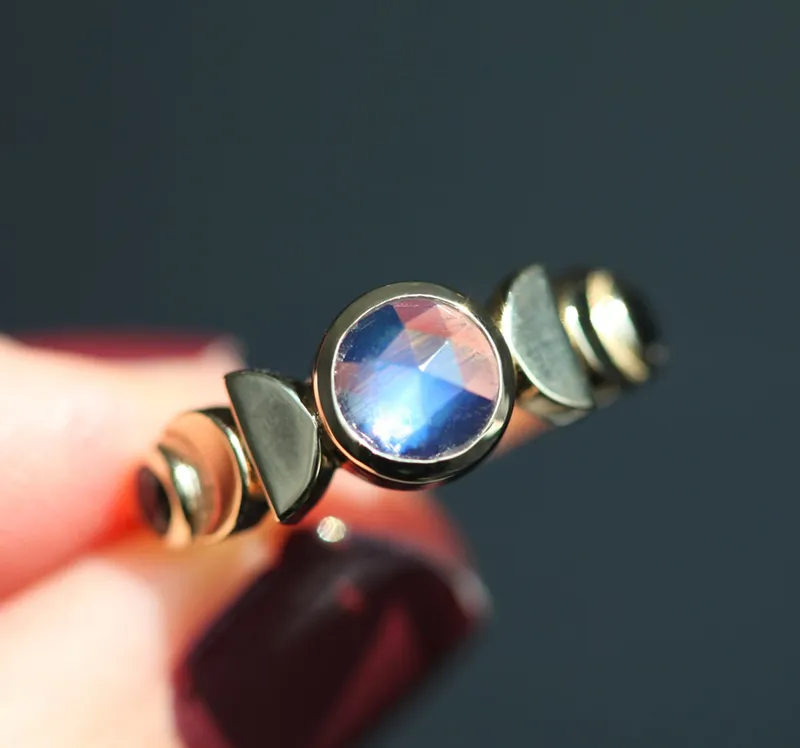 MOON PHASE RING round cut engagement ring