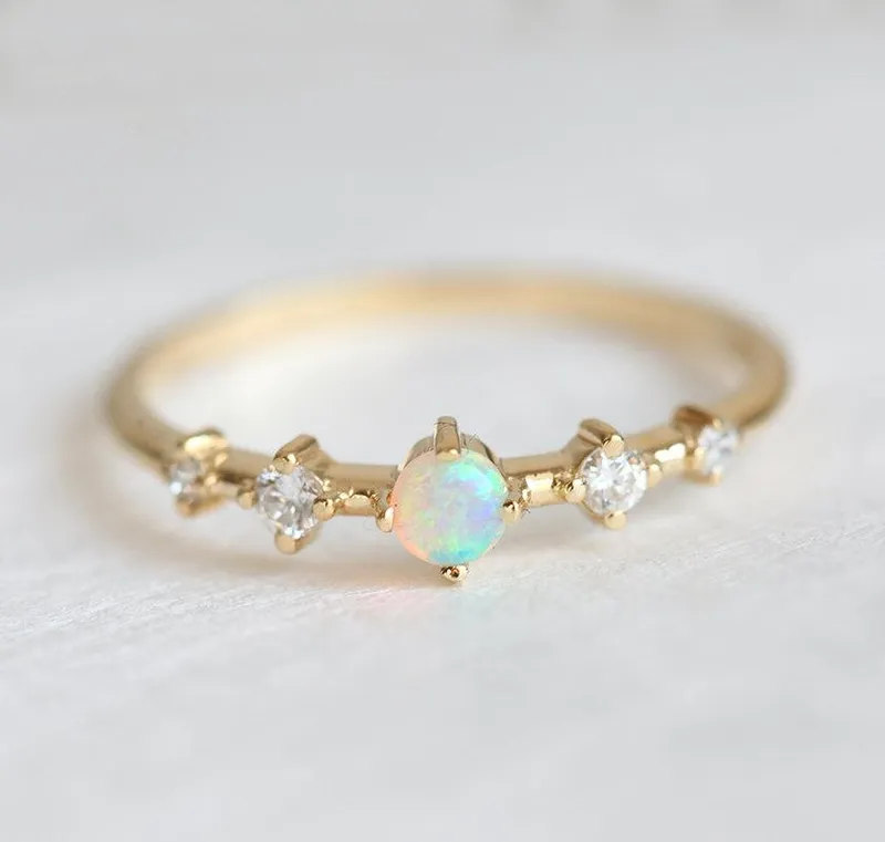 MADDY OPAL AND DIAMOND RING round cut engagement ring