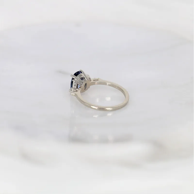 1.27cts Ready to Ship Maddy 14kt White Gold Chrome Grey Purple Spinel Diamond Oval Cluster 3 Stone Ring vy 6