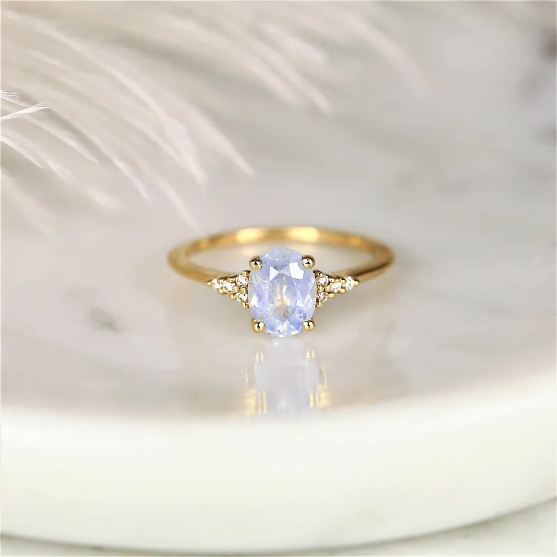 1.46ct Ready to Ship Maddy 14kt Gold Icy Frosted Galaxy Blue Sapphire Diamond Oval Cluster Ring view 4