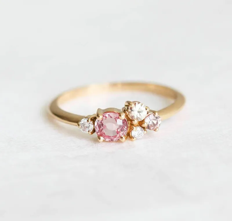 Madison Peach Sapphire Diamond Cluster Ring view 10