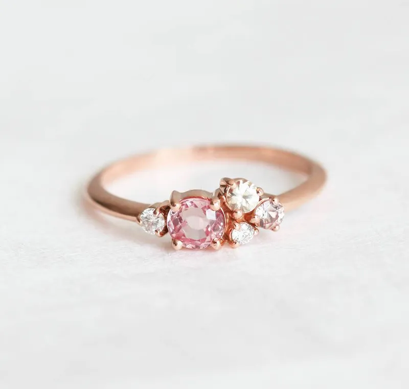 Madison Peach Sapphire Diamond Cluster Ring view 5