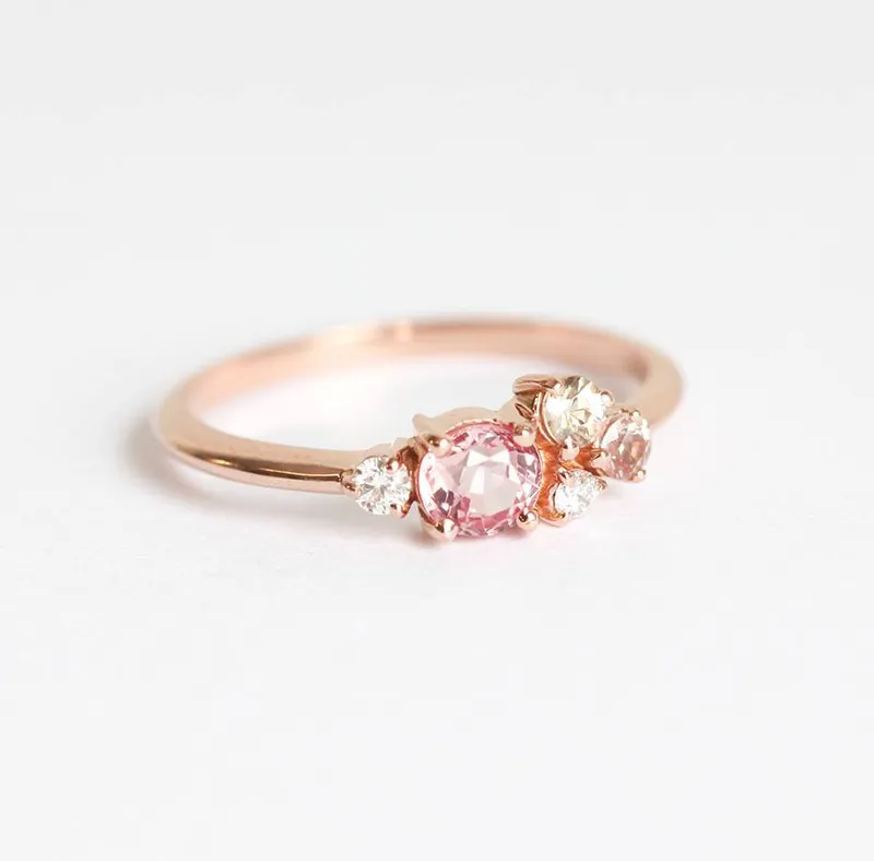 Madison Peach Sapphire Diamond Cluster Ring view 9