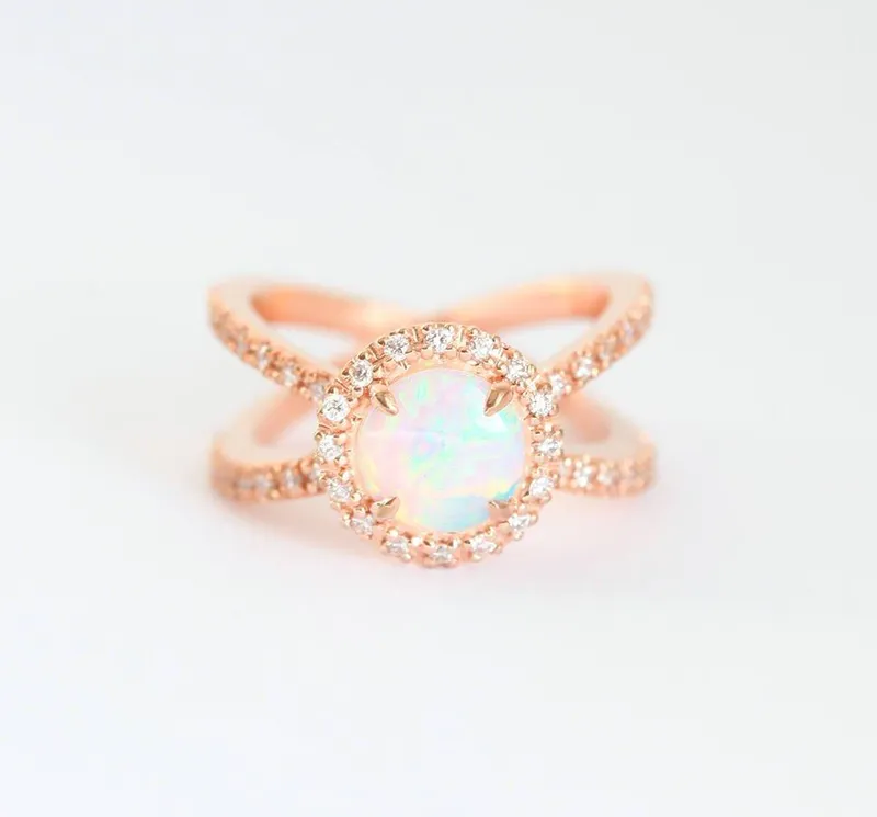 Magdalena Opal Ring round cut engagement ring