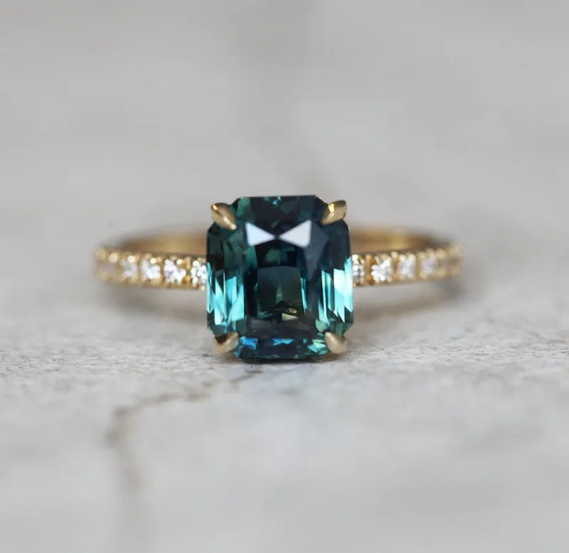 Marcela Radiant Cut Sapphire Diamond Ring sapphire engagement ring