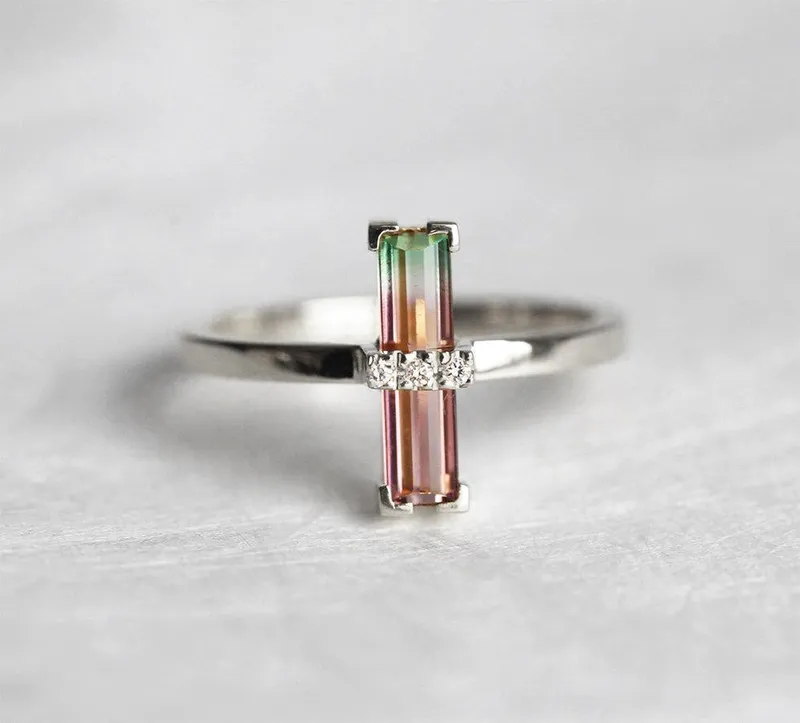 Margo Watermelon Tourmaline Ring With Diamonds vy 10
