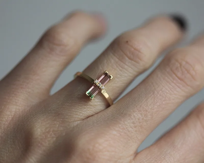 Margo Watermelon Tourmaline Ring With Diamonds vy 2