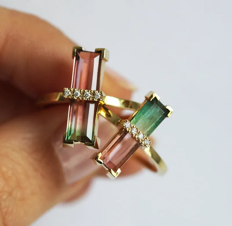 Margo Watermelon Tourmaline Ring With Diamonds vy 3