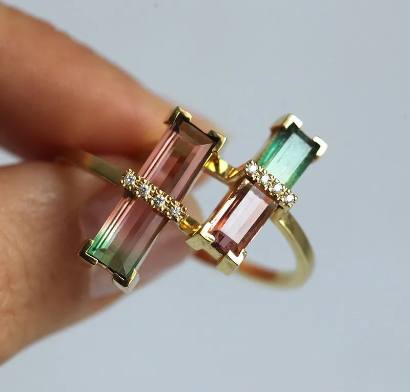 Margo Watermelon Tourmaline Ring With Diamonds vy 8