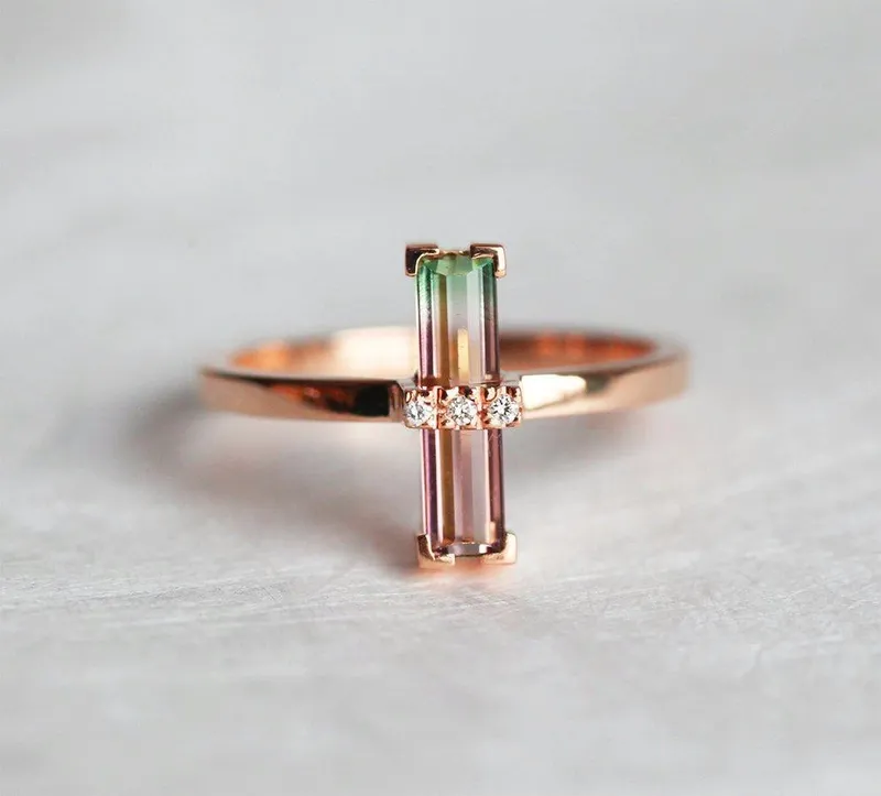 Margo Watermelon Tourmaline Ring With Diamonds vy 9