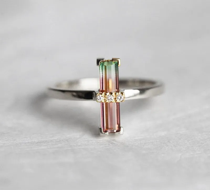 Margo Watermelon Tourmaline Ring With Diamonds vy 10