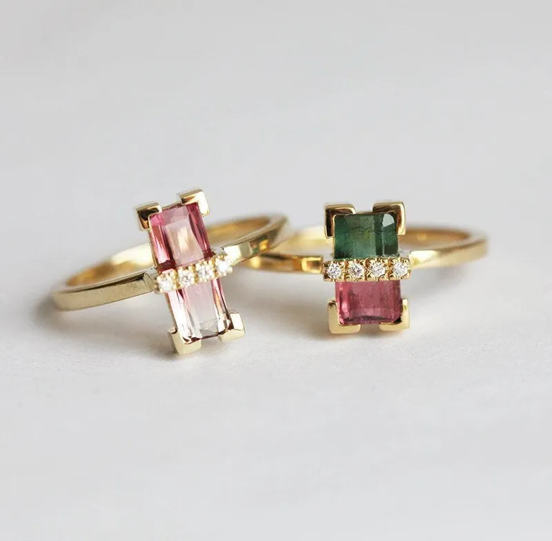 Margo Watermelon Tourmaline Ring With Diamonds vy 3