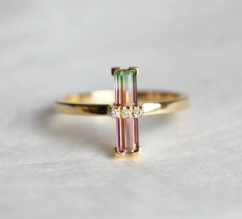 Margo Watermelon Tourmaline Ring With Diamonds vy 4