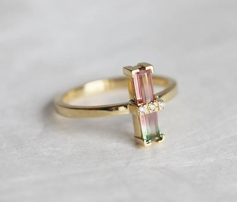 Margo Watermelon Tourmaline Ring With Diamonds vy 6