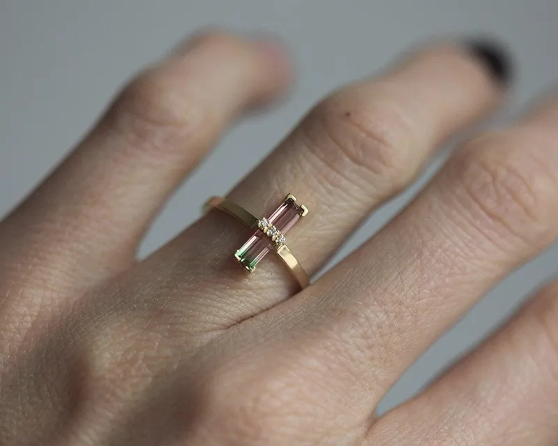 Margo Watermelon Tourmaline Ring With Diamonds vy 7