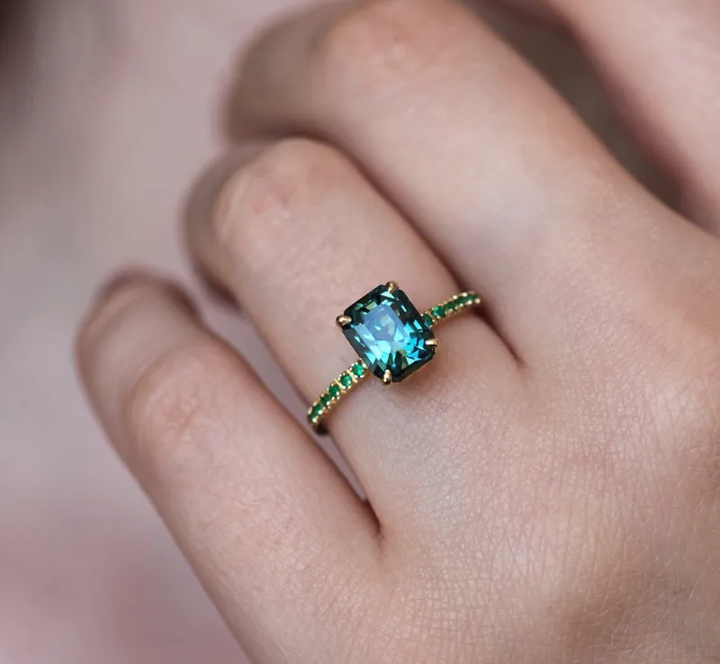 Mariana Sapphire Emerald Ring view 2