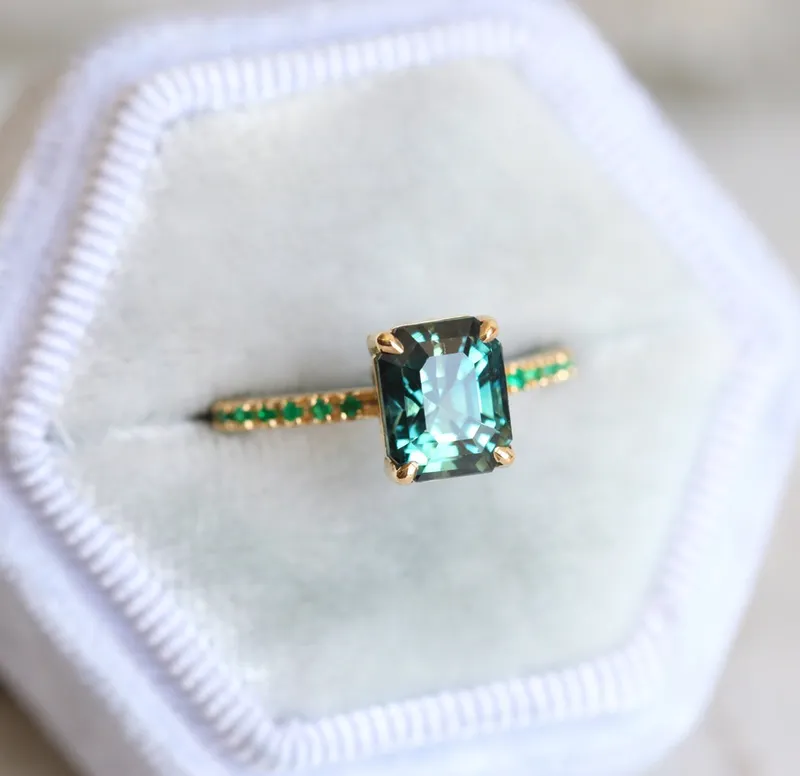 Mariana Sapphire Emerald Ring view 3