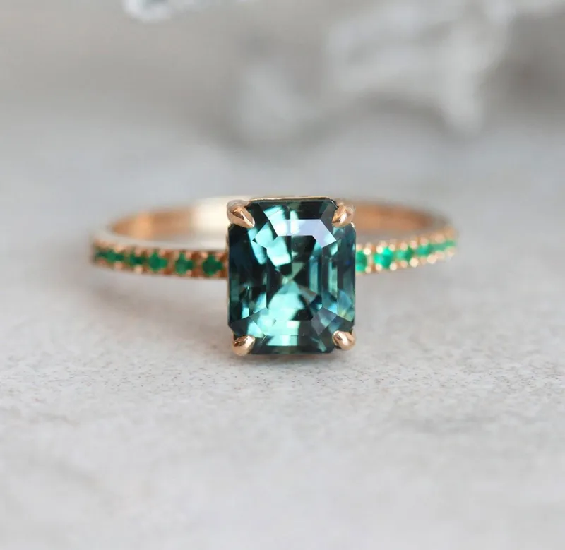 Mariana Sapphire Emerald Ring view 6