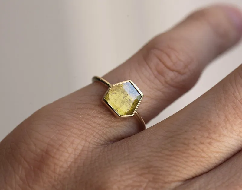 Marigold Diamond Slice Ring, Yellow Diamond Ring view 2