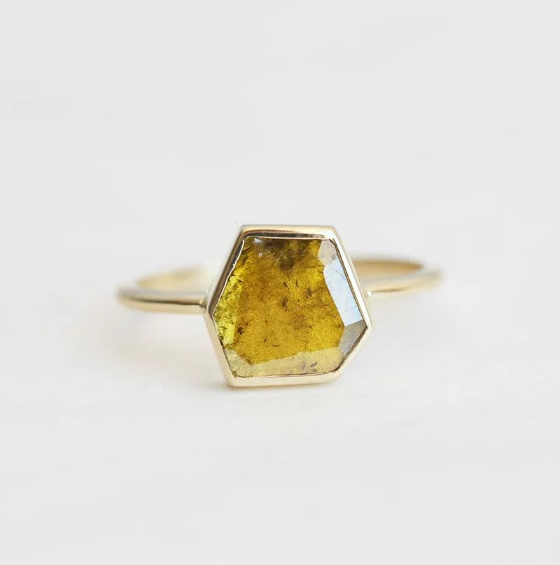 Marigold Diamond Slice Ring, Yellow Diamond Ring view 3