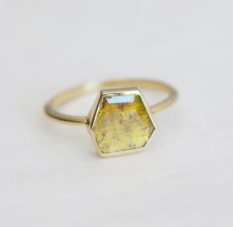 Marigold Diamond Slice Ring, Yellow Diamond Ring view 4