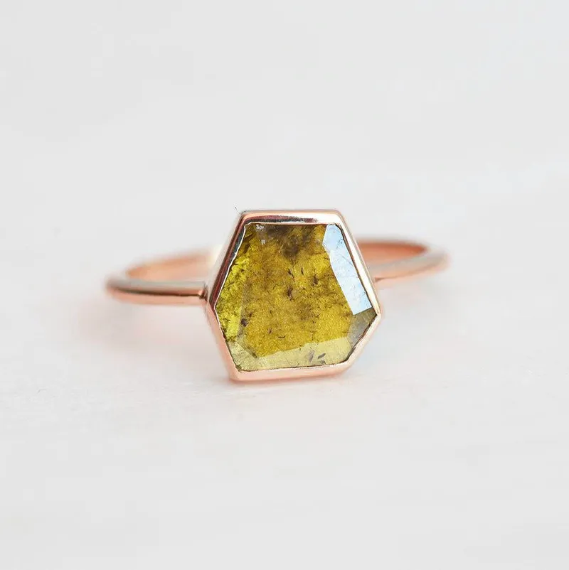 Marigold Diamond Slice Ring, Yellow Diamond Ring view 5