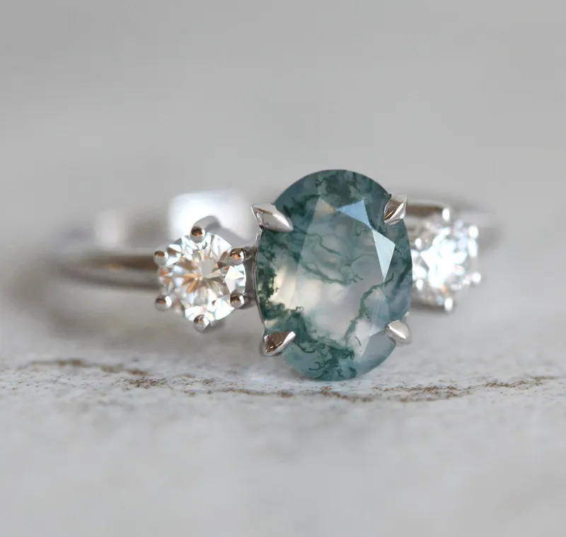 Marla Moss Agate Ring With Diamonds vy 3