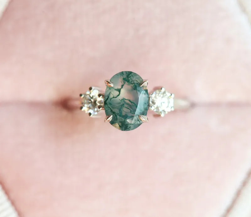 Marla Moss Agate Ring With Diamonds vy 5