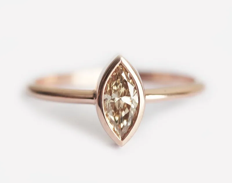 Marquise Cut Champagne Diamond Solitaire Ring diamond engagement ring