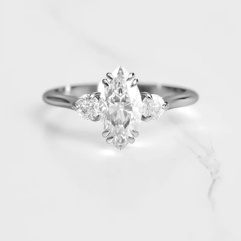 Marquise Diamond Ring With Accent Stones view 2